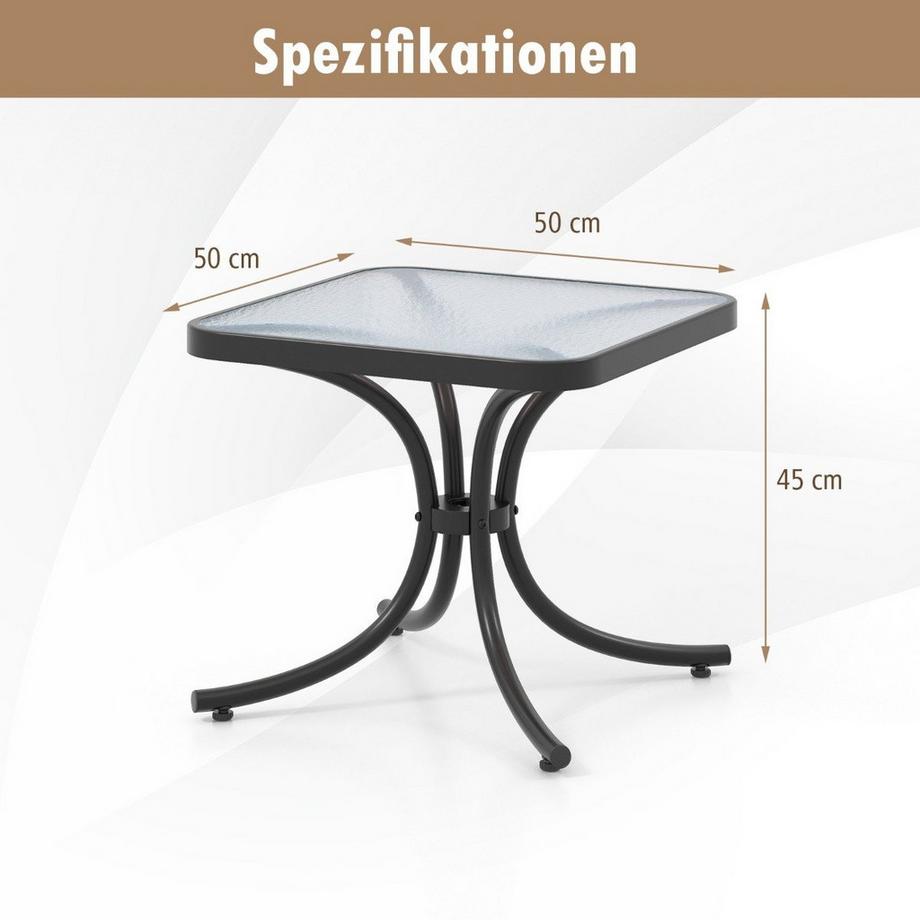 Northio Table d'appoint avec plateau en verre trempé, table de balcon résistante aux intempéries, petite table de jardin  