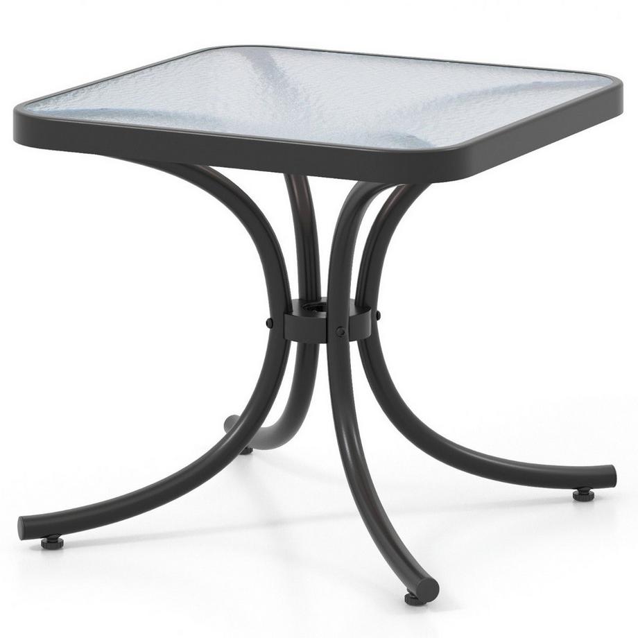 Table d'appoint avec plateau en verre trempé, table de balcon résistante aux intempéries, petite table de jardin