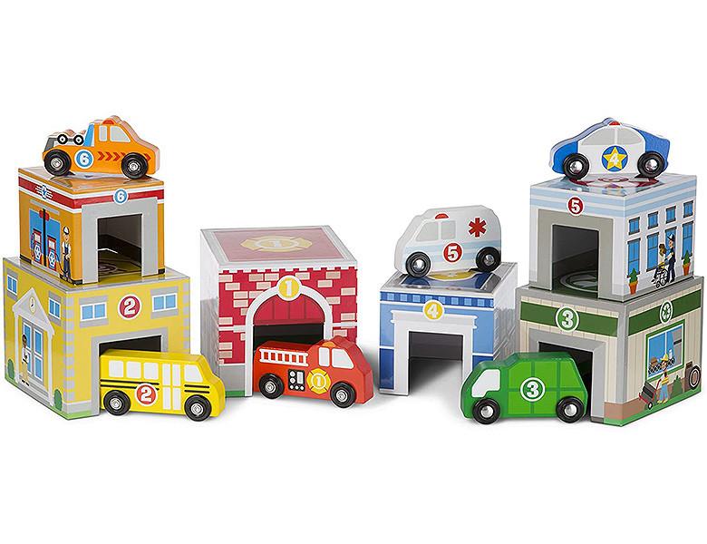 Melissa & Doug  VERSCHACHTELN UND SORTIEREN Gebäude und Fahrzeuge 