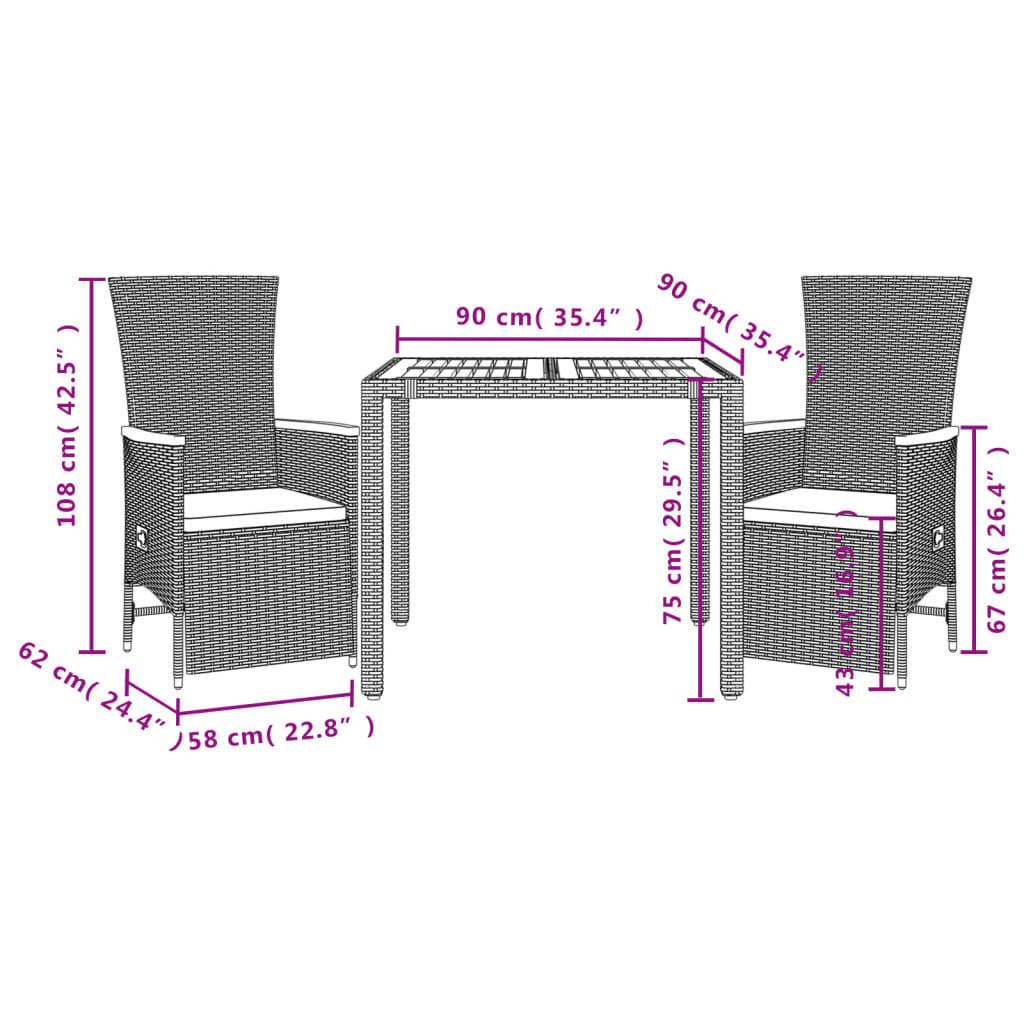 VidaXL set da pranzo da giardino Polirattan  