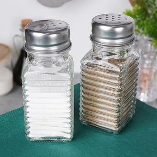 ALPINA Élégant service à sel et poivre en verre et métal  