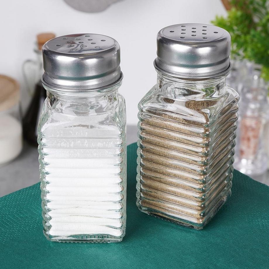 ALPINA Élégant service à sel et poivre en verre et métal  