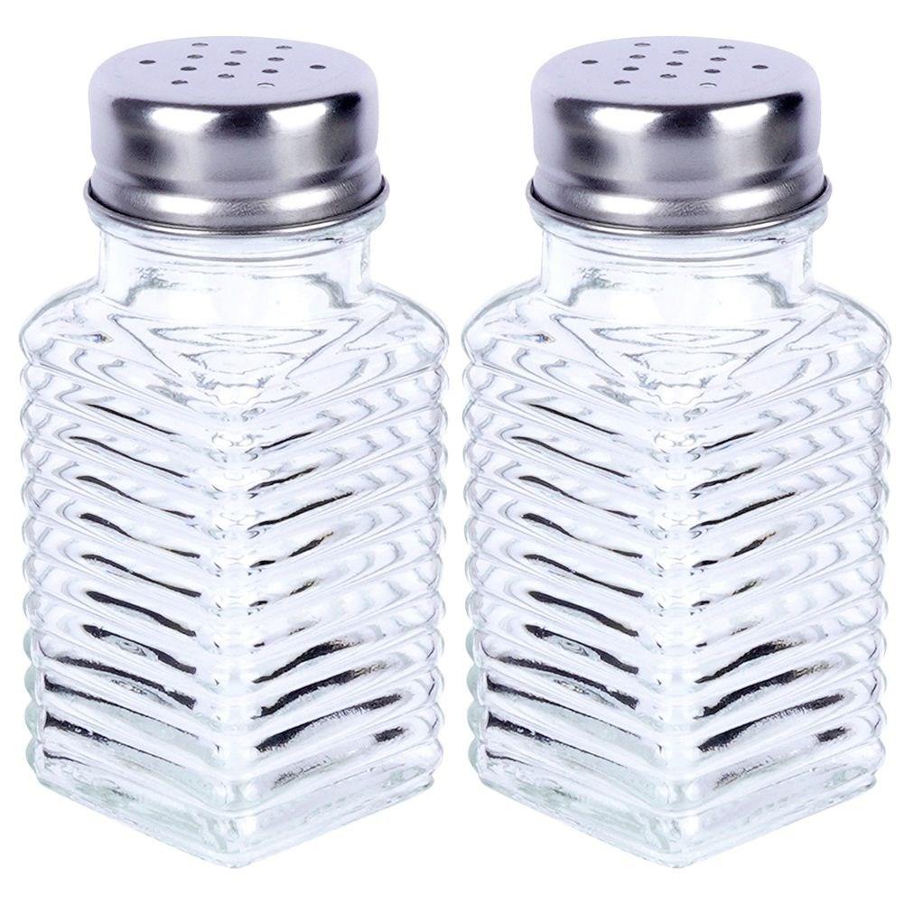 ALPINA Élégant service à sel et poivre en verre et métal  