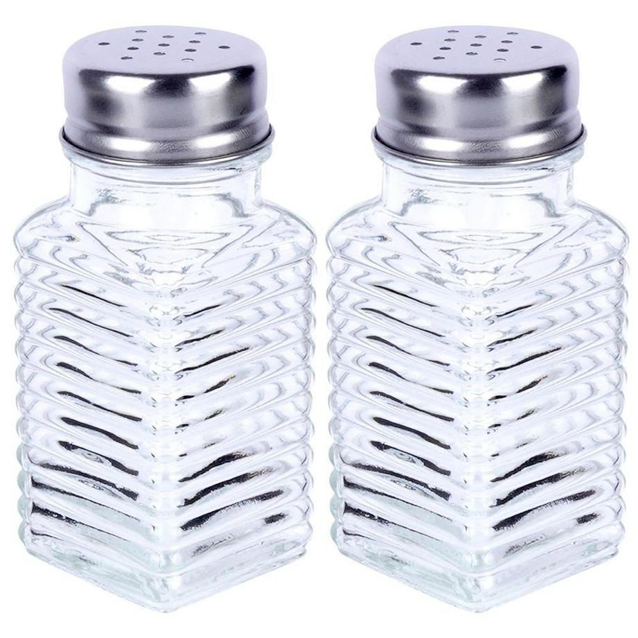 ALPINA Élégant service à sel et poivre en verre et métal  