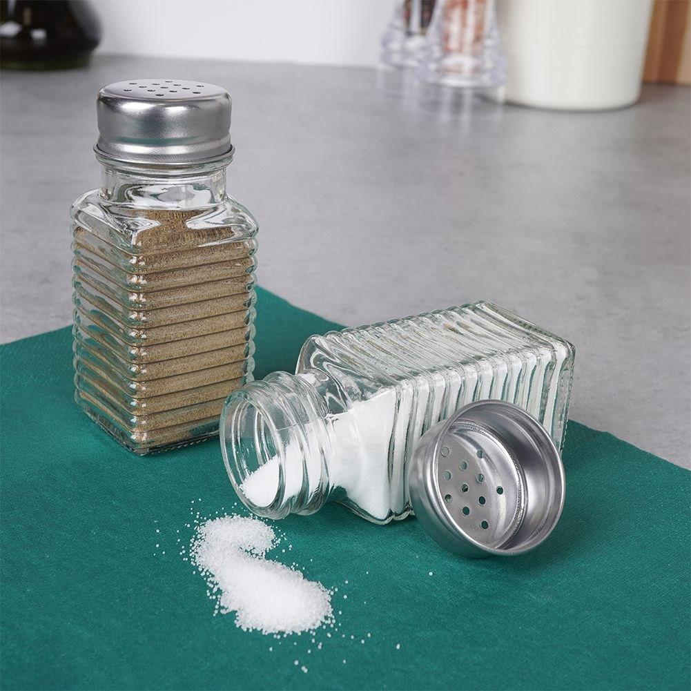 ALPINA Élégant service à sel et poivre en verre et métal  