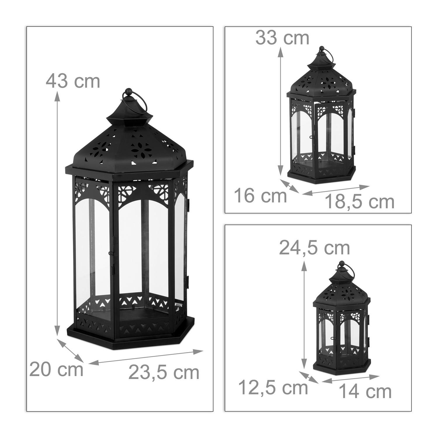 B2X Lot de 3 lanternes en métal  