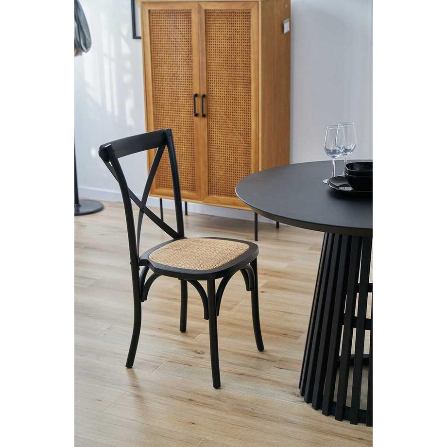 mutoni Sedia da pranzo Jara nero naturale (set di 2)  