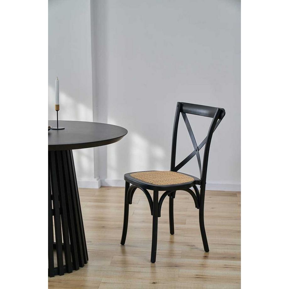 mutoni Sedia da pranzo Jara nero naturale (set di 2)  