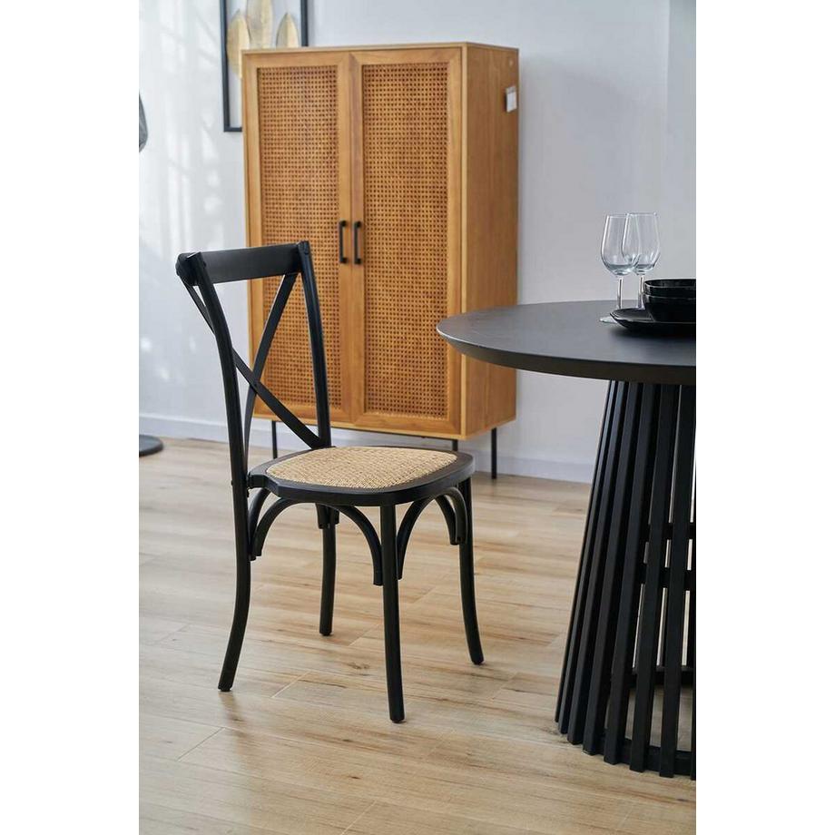 mutoni Sedia da pranzo Jara nero naturale (set di 2)  
