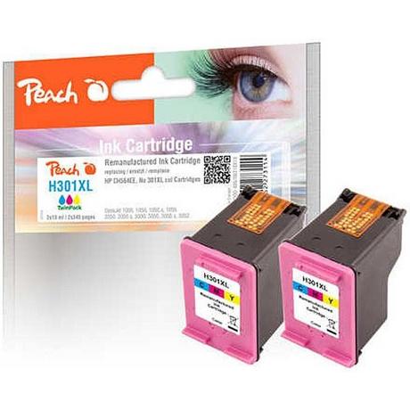 Peach  Doppelpack Druckköpfe color kompatibel zu HP No. 301XL, CH564EE 