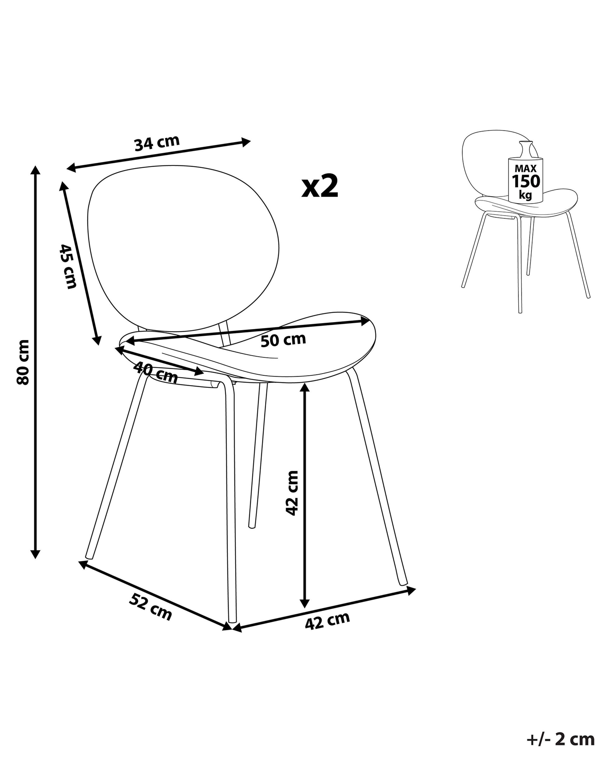 Beliani Lot de 2 chaises de salle à manger en Velours Traditionnel LUANA  