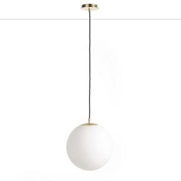 Suspension laiton et verre opaline Ø30 cm