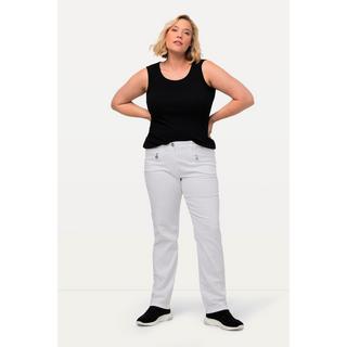 Ulla Popken  Pantaloni estivi modello Mony in tessuto piacevolmente leggero ed elasticizzato con tasche con zip 