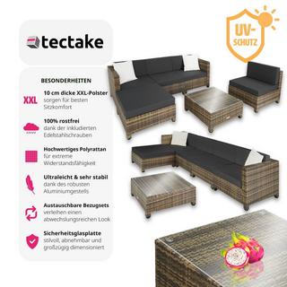 Tectake Salon bas de jardin AMY 5 places rembourrage de 10 de cm avec 2 sets de housses  