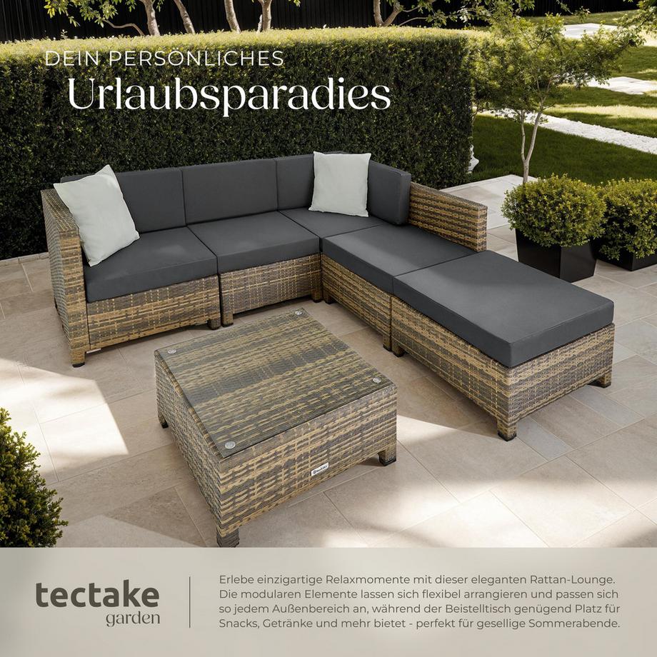 Tectake Rattan Lounge  mit Aluminiumgestell für 4 bis 5 Personen  