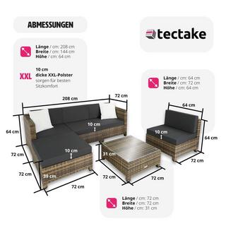 Tectake Salon bas de jardin AMY 5 places rembourrage de 10 de cm avec 2 sets de housses  