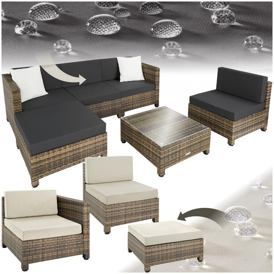 Rattan Lounge  mit Aluminiumgestell für 4 bis 5 Personen