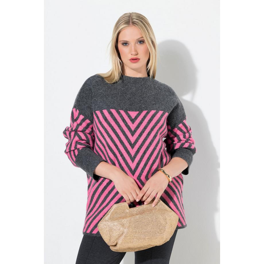 Ulla Popken Pull motif graphique col montant manches longues  