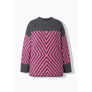 Ulla Popken Pullover grafisches Muster Stehkragen Langarm  