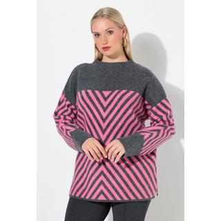 Ulla Popken Pullover grafisches Muster Stehkragen Langarm  
