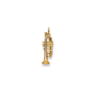 MUAU Schmuck  Pendentif trompette or jaune 750, 30x9mm 