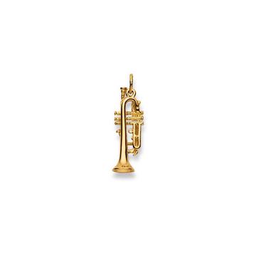 Pendentif trompette or jaune 750, 30x9mm