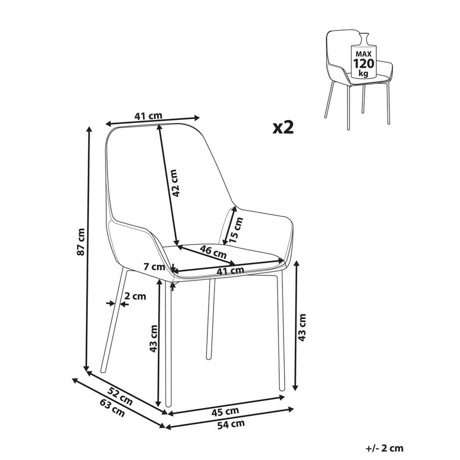 Beliani Set di 2 sedie da pranzo en Velluto Retrò LOVERNA  