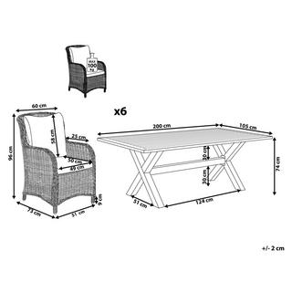 Beliani Set da pranzo per 6 persone en Rattan sintetico Boho CASCAIS  
