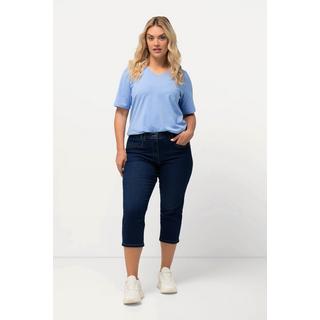 Ulla Popken  Jeans a 7/8 modello Mony con cintura elastica e tasche con zip 