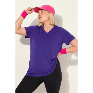 Ulla Popken  T-shirt technique, antibactérien, col en V et manches courtes 