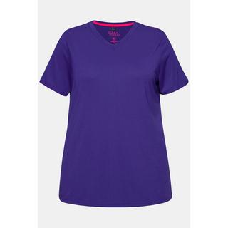 Ulla Popken  T-shirt technique, antibactérien, col en V et manches courtes 