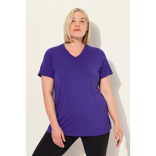 Ulla Popken  T-shirt technique, antibactérien, col en V et manches courtes 