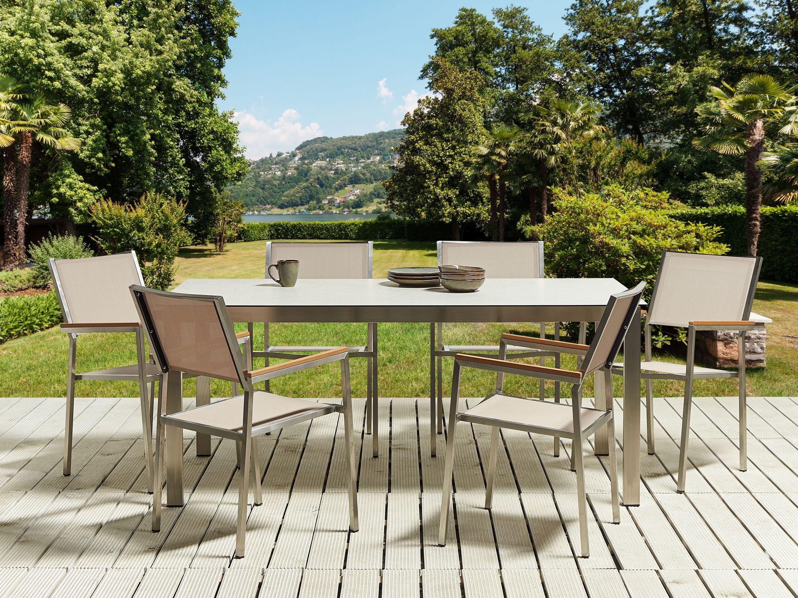 Beliani Gartentisch Set aus Sicherheitsglas Modern COSOLETO/GROSSETO  