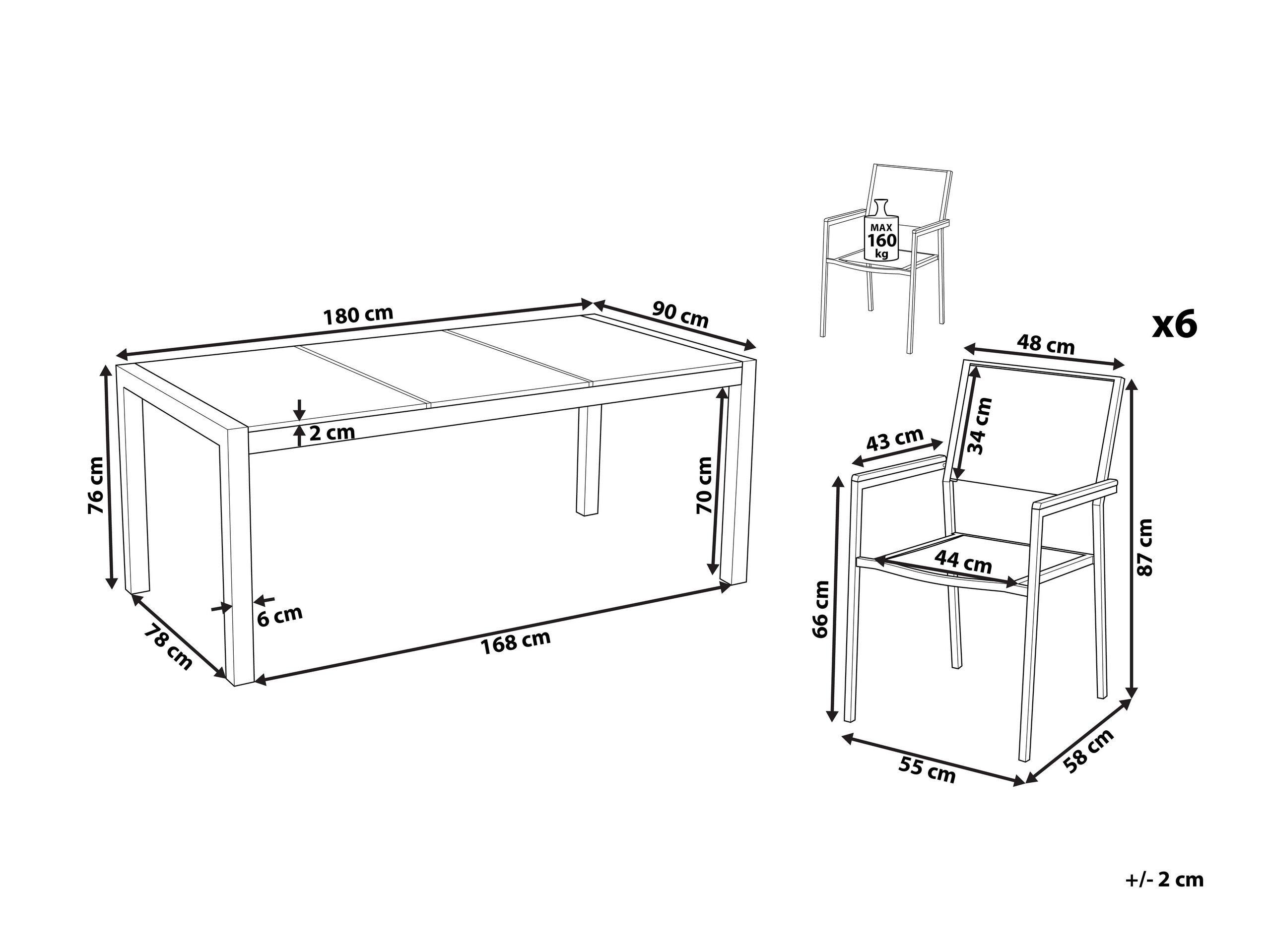 Beliani Gartentisch Set aus Sicherheitsglas Modern COSOLETO/GROSSETO  