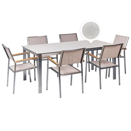 Beliani Set da pranzo per giardino con sedie en Vetro temperato Classico COSOLETO/GROSSETO  