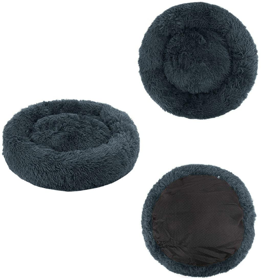 Pricenet  Universelles Plüschbett für Hunde und Katzen, 80 cm, dunkelgrau 