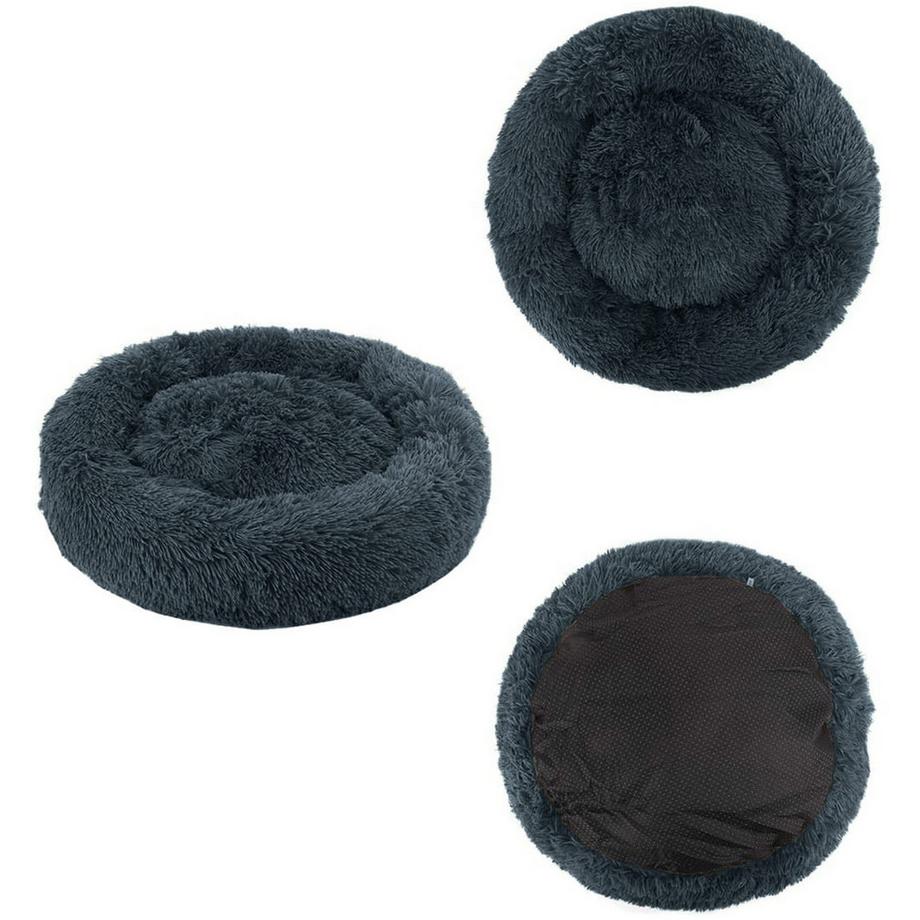 Pricenet  Universelles Plüschbett für Hunde und Katzen, 80 cm, dunkelgrau 