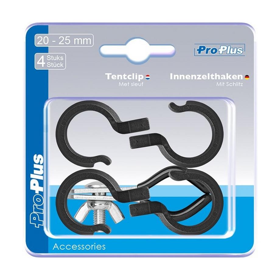 Clip per tenda 20-25mm con fessura nera 4 pezzi in blister