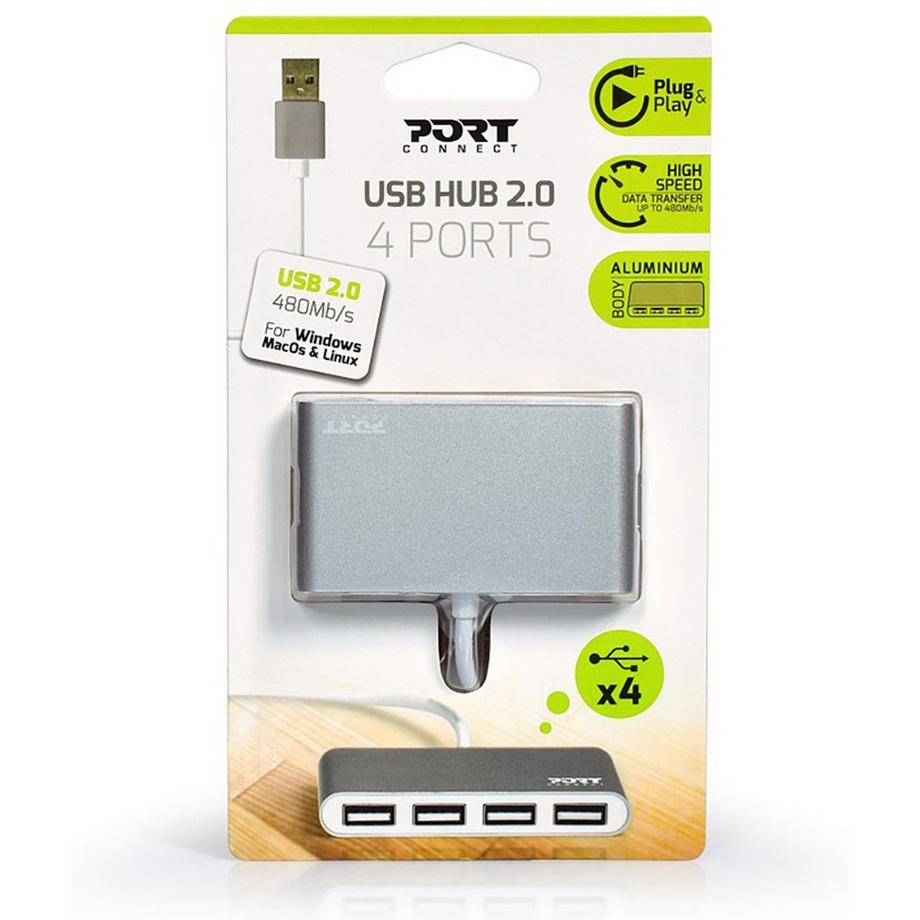 Port  Hub USB-A 2.0 a 4 porte USB-A 2.0 480 Mbit/s 