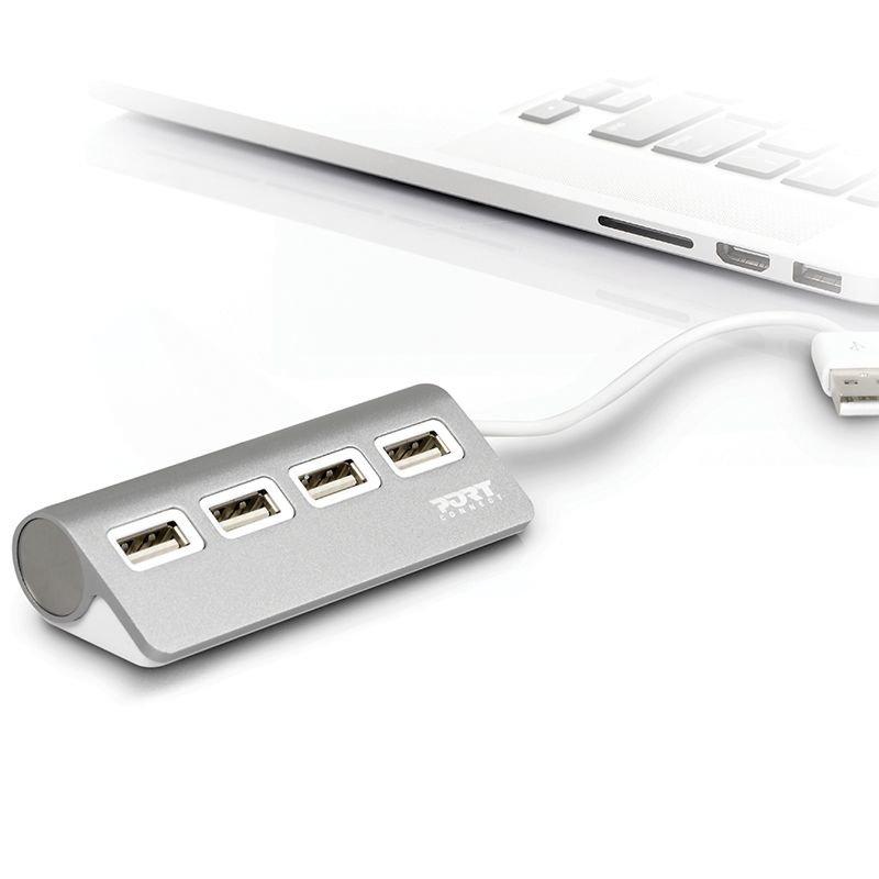 Port Designs  900120 hub & concentrateur USB 2.0 480 Mbit/s Gris, Blanc 