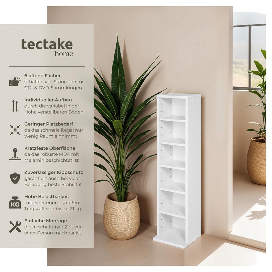 Tectake Étagère DVD CD JULIANE aspect bois  