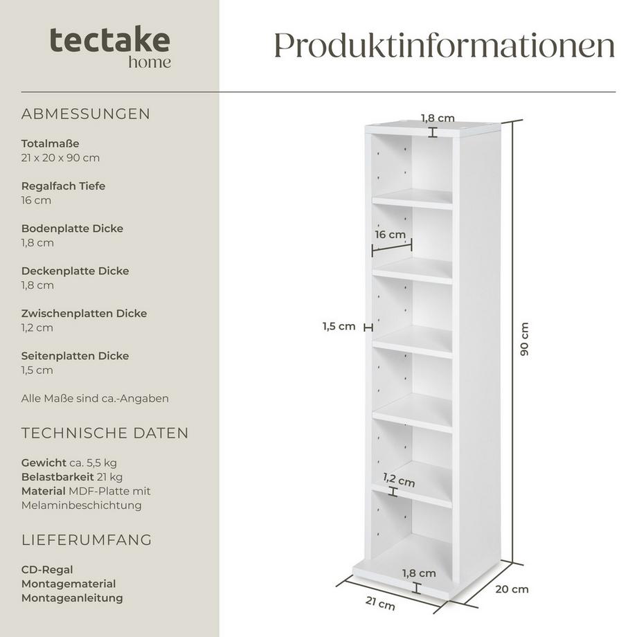 Tectake Étagère DVD CD JULIANE aspect bois  