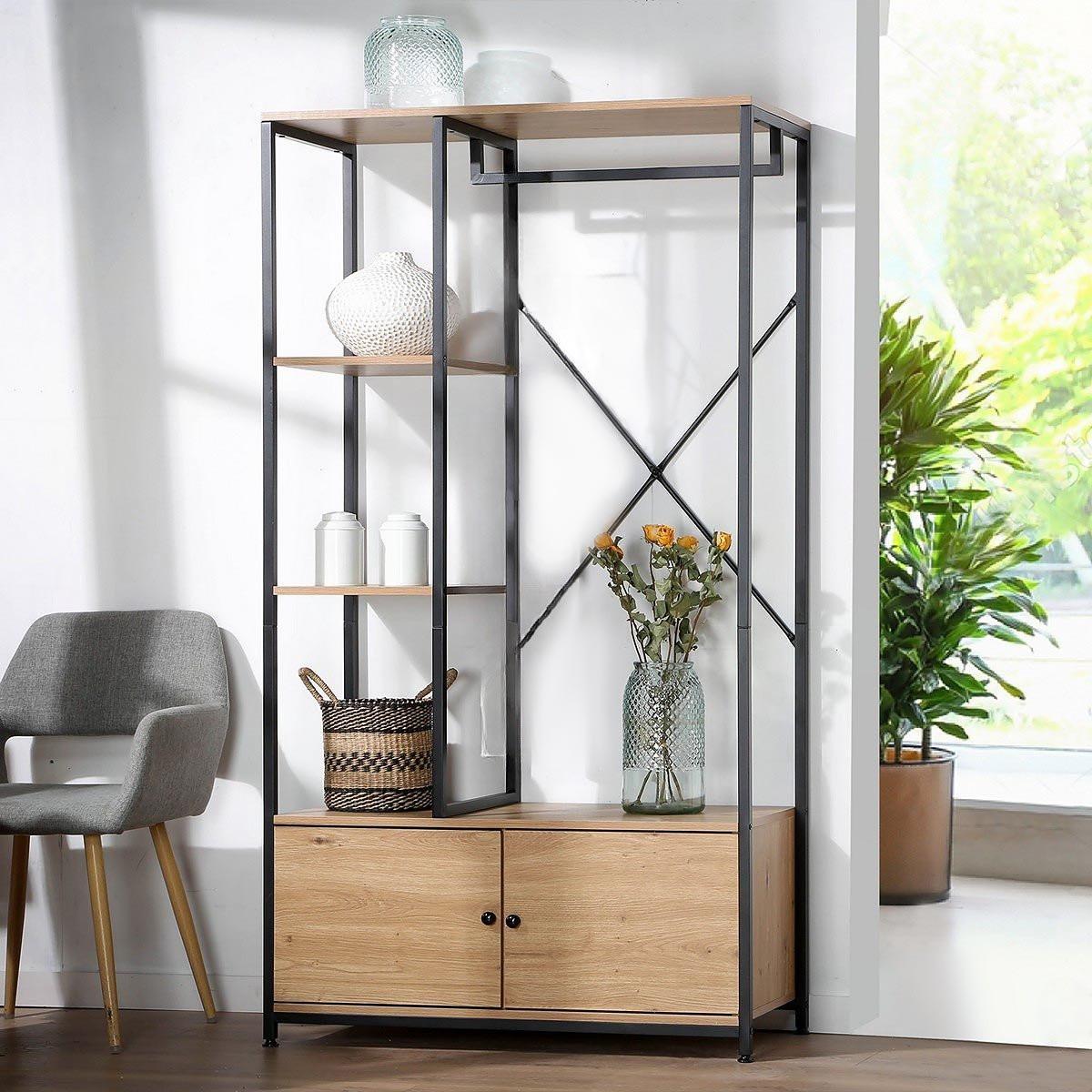 Calicosy Kleiderschrank mit Regalen und Ablagen 2 Türen - H167 cm  