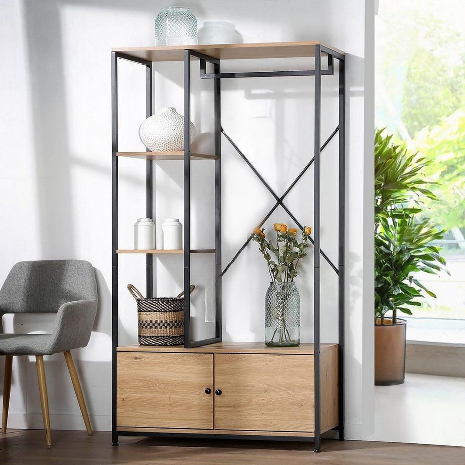 Calicosy Kleiderschrank mit Regalen und Ablagen 2 Türen - H167 cm  