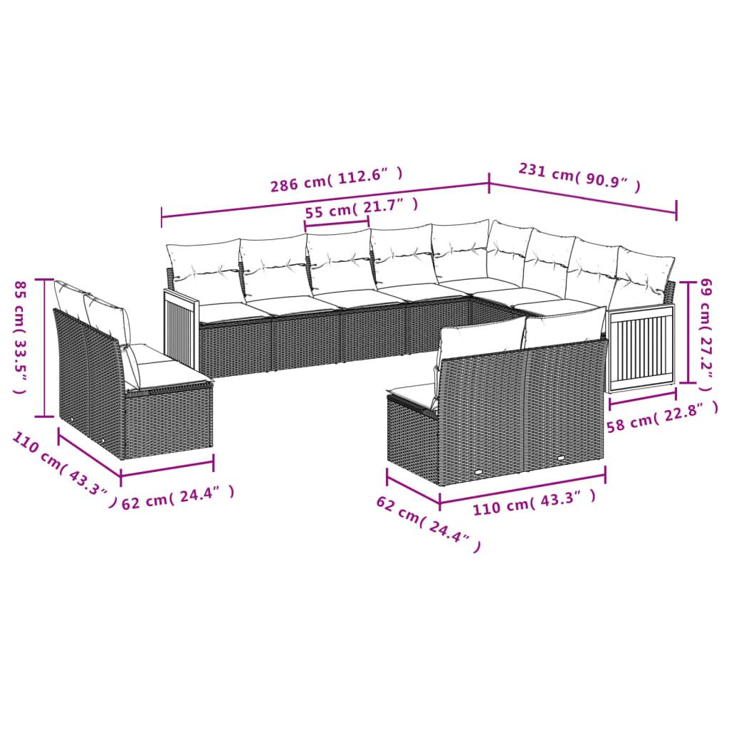 VidaXL set divano da giardino Polirattan  