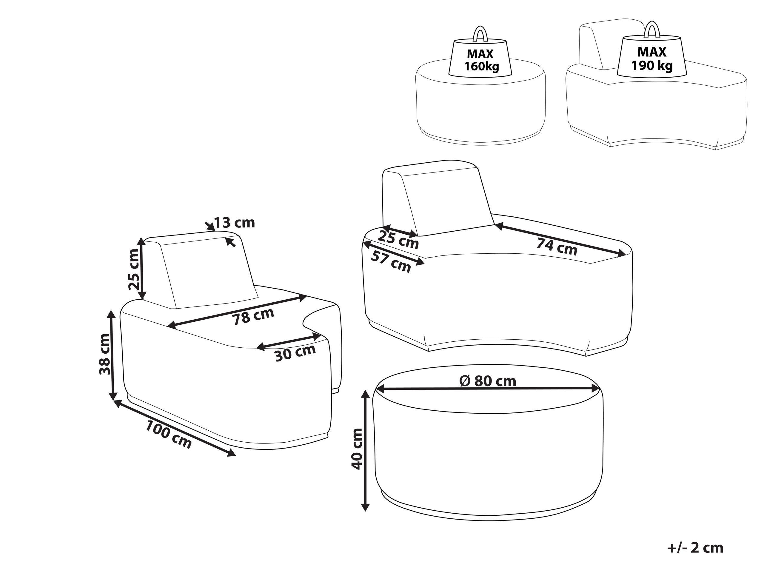 Beliani Set lounge pour jardin en Tissu Scandinave FABRO  