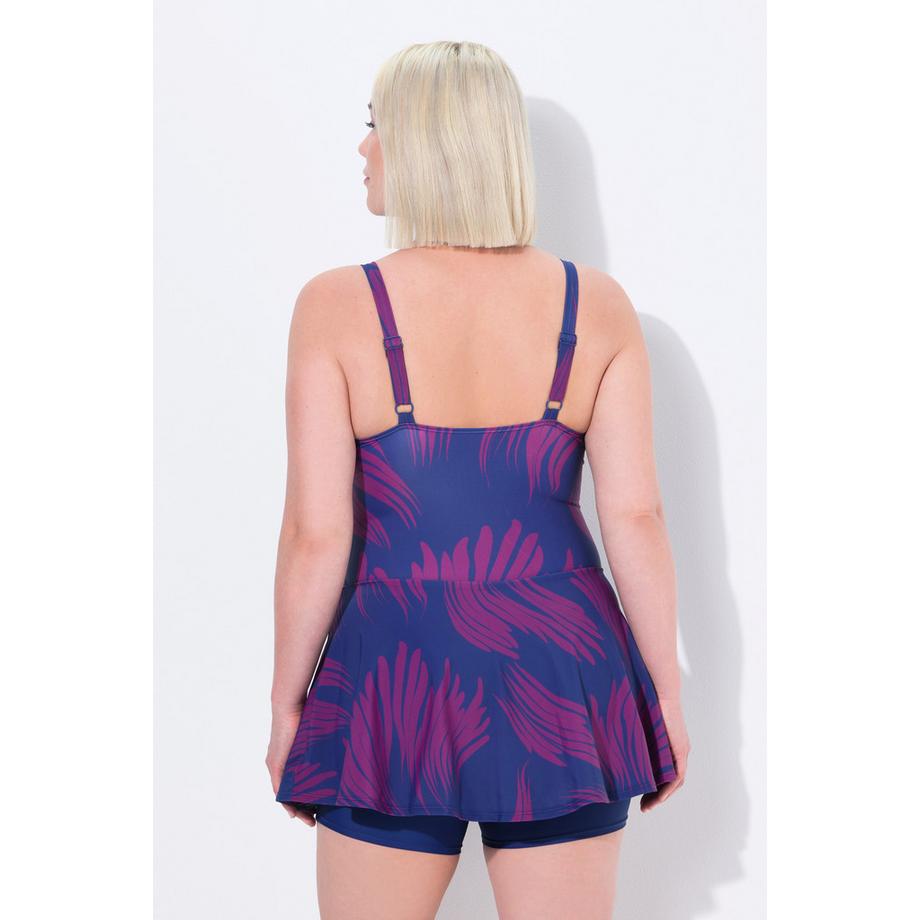 Ulla Popken Robe de bain avec short bonnets souples drapé recyclé  
