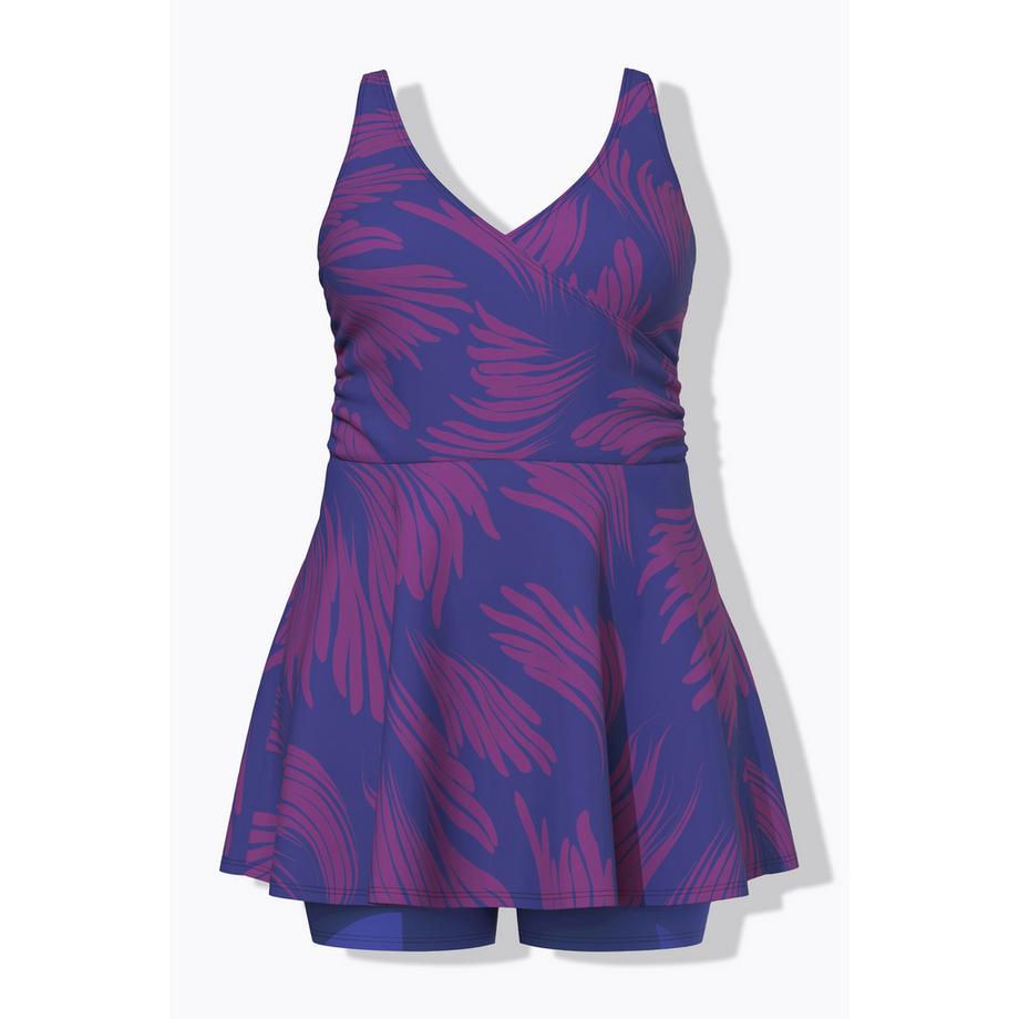 Ulla Popken Robe de bain avec short bonnets souples drapé recyclé  