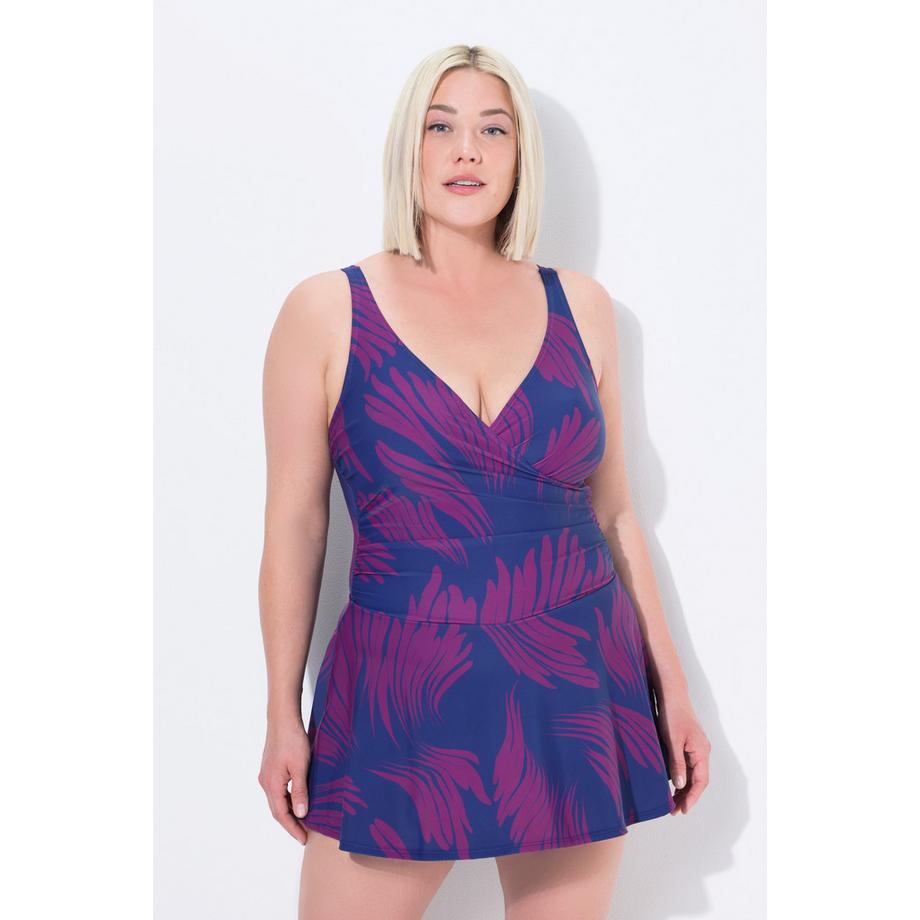 Ulla Popken Robe de bain avec short bonnets souples drapé recyclé  