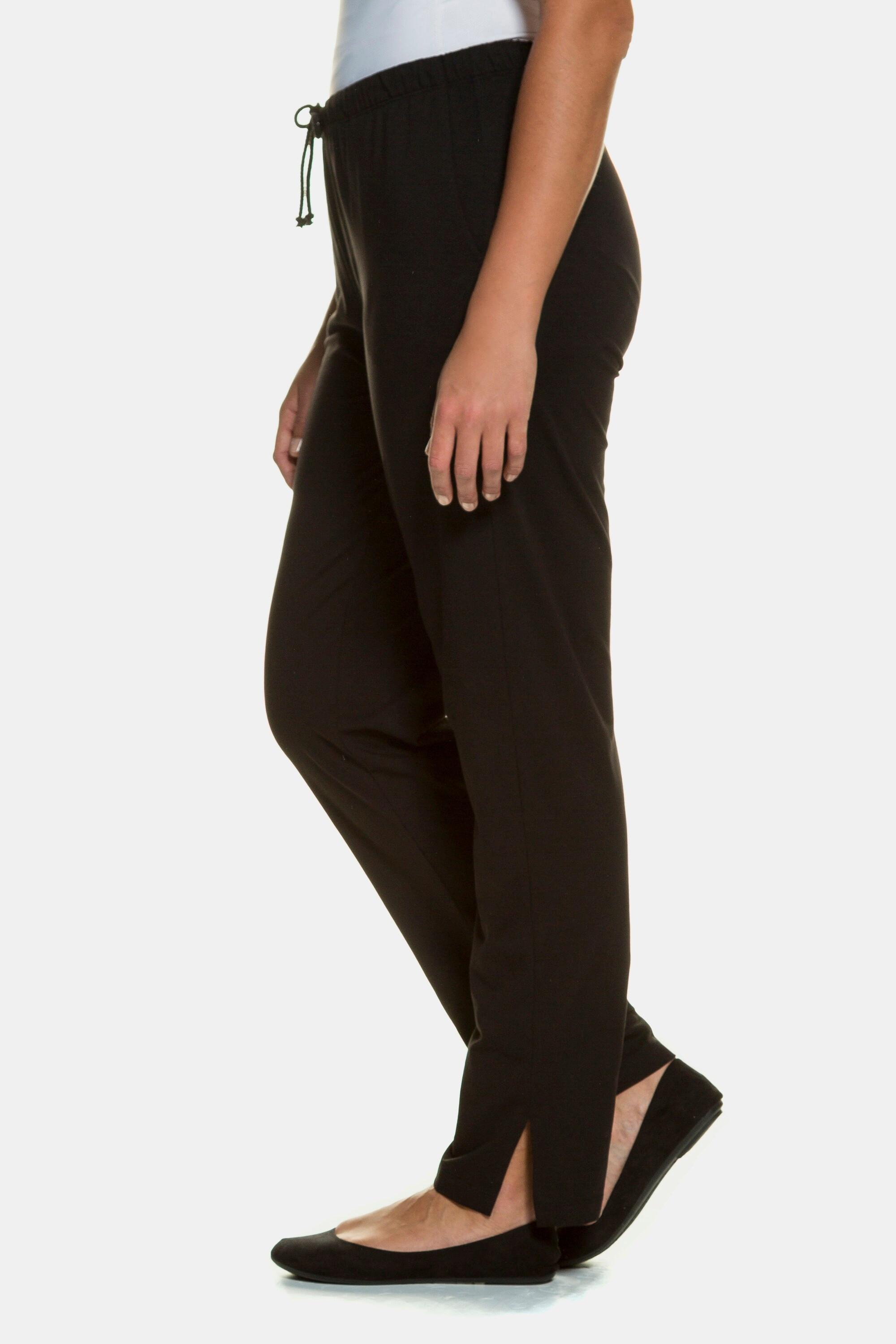 Ulla Popken  Pantalon Slim Fit à taille élastique. Bas de jambe légèrement fendu noir 